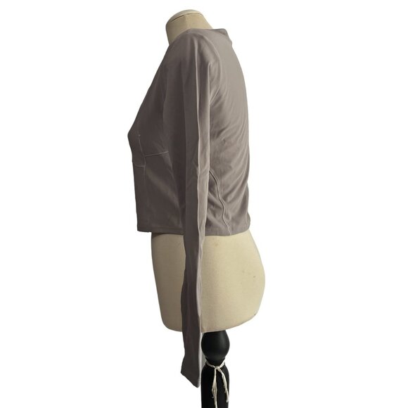 Halara Half Zip Long Sleeve Cropped Active Workout Shirt Sz Large Womens Gray - Picture 7 of 15